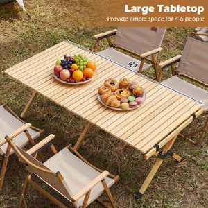 48 Inch Folding Camping Table with Carry Bag for Backyard-Natural view 6