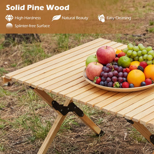 48 Inch Folding Camping Table with Carry Bag for Backyard-Natural view 7