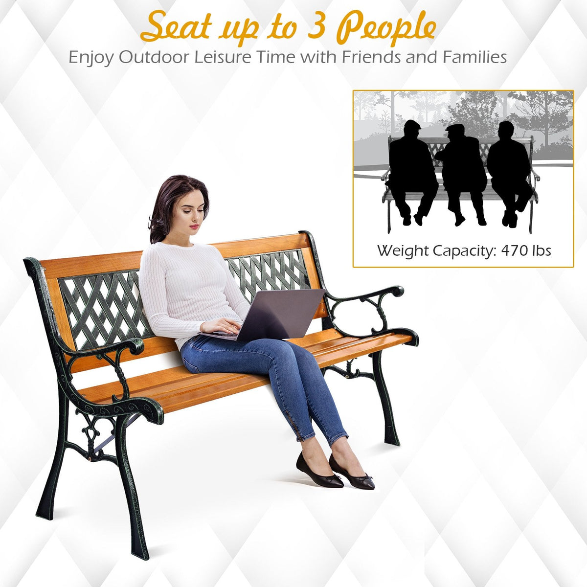 Outdoor Cast Iron Patio Bench view 5
