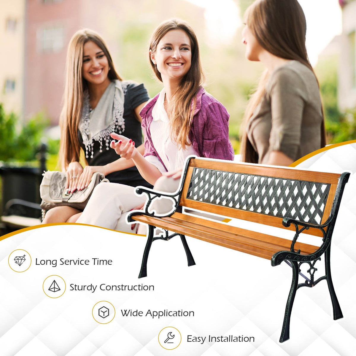 Outdoor Cast Iron Patio Bench view 8