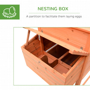 82" Deluxe Chicken Coop Wooden Large Hen House with Run and Nesting Box for Hens Rabbits, Orange