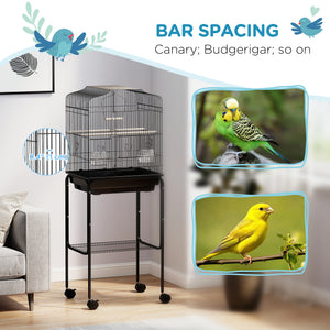 62" Rolling Bird Cage Cockatoo House Play Top Finch Pet Supply with Storage Shelf, Wheels - Black – view 19