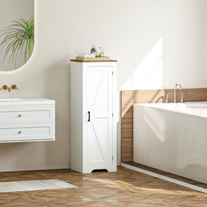 Farmhouse Accent Cabinet with Adjustable Shelf Barn Door Storage Cabinet for Living Room Floor Pantry Cabinet White