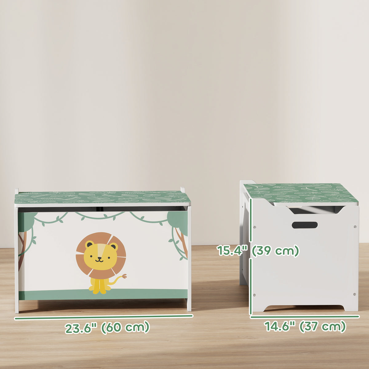 Qaba Toy Chest, Kids Storage Chest with Lid, Safety Hinges and Groove Handles for Boys, Girls