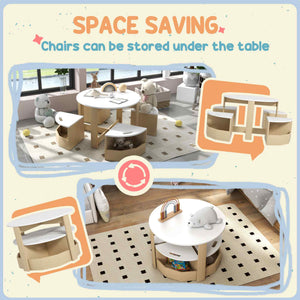 Qaba 5 Piece Kids Table and Chair Set with Storage for Kids Room