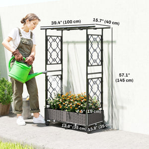 Raised Garden Bed with Arch Trellis, Raised Bed for Garden on Wheels with Side Trellis for Climbing Plants, Flowers
