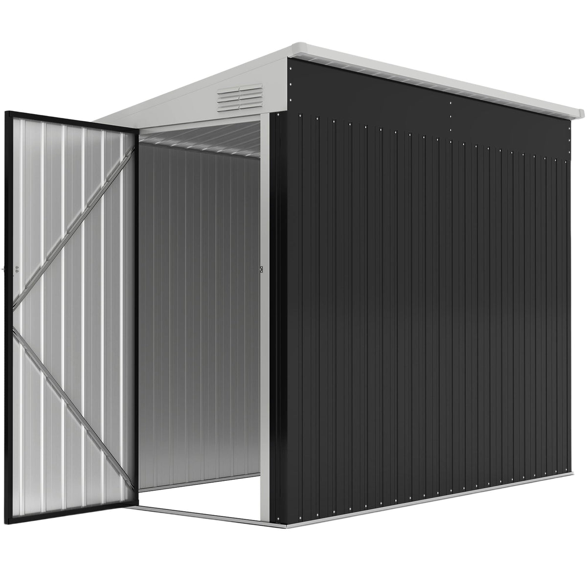 4' x 8' Outdoor Storage Shed Lean to Shed Outdoor Metal Tool Shed with Lockable Door and Air Vents – view 22