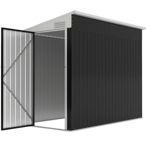 4' x 8' Outdoor Storage Shed Lean to Shed Outdoor Metal Tool Shed with Lockable Door and Air Vents – view 22