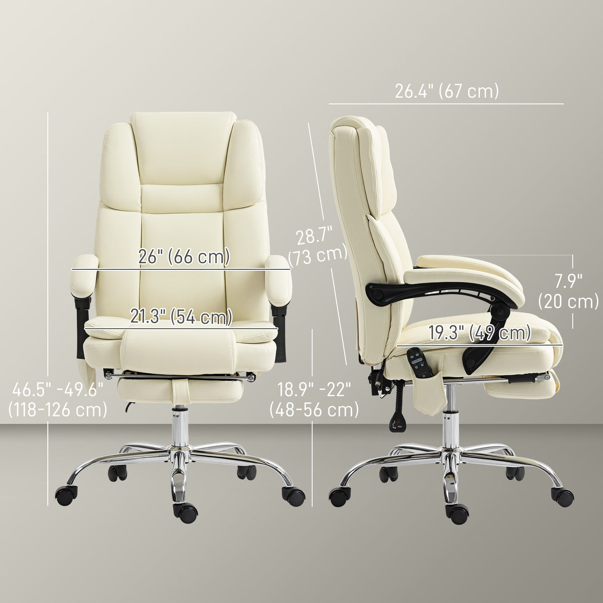 Massage Office Chair, Reclining Executive Office Chair with 6-Point Vibration, Footrest and High Back, Black – view 16