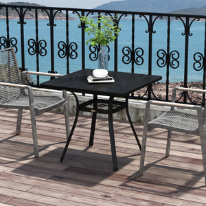 Rectangle Patio Dining Table for 4 People with Steel Legs, Metal Tabletop for Garden, Backyard, Lawn, Balcony, Black