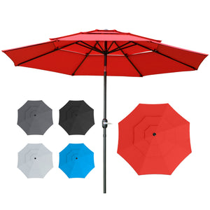 9FT 3 Tiers Patio Umbrella Outdoor Market Umbrella with Crank, Push Button Tilt for Deck – view 15