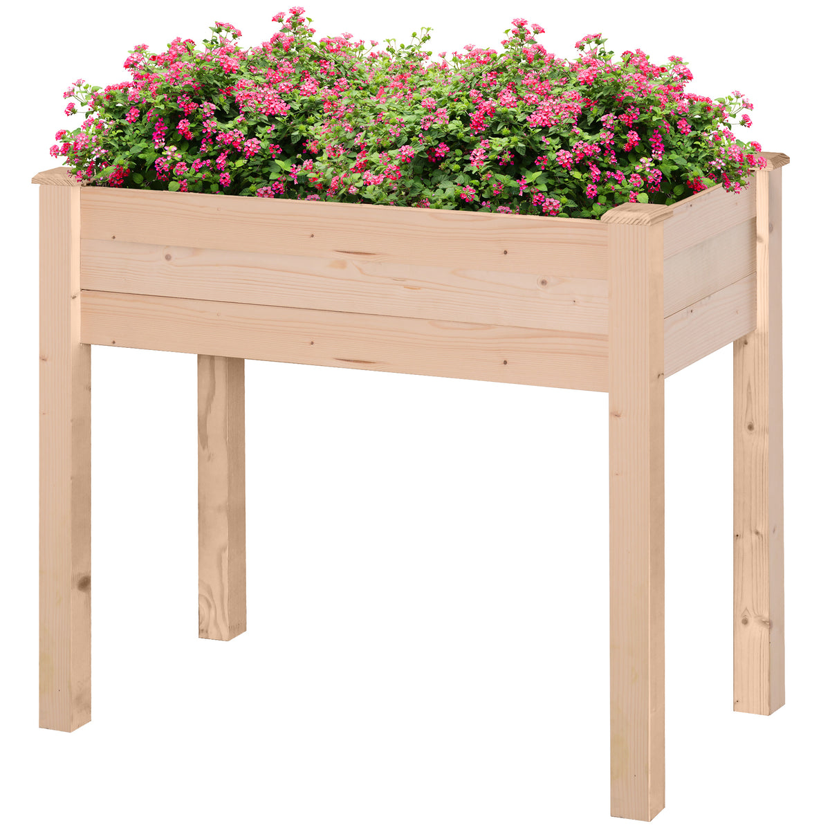 34"x18"x30" Wooden Raised Garden Bed, Elevated Planter Box with Legs, Drainage Holes, Inner Bag for Garden