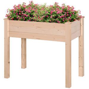 34"x18"x30" Wooden Raised Garden Bed, Elevated Planter Box with Legs, Drainage Holes, Inner Bag for Garden