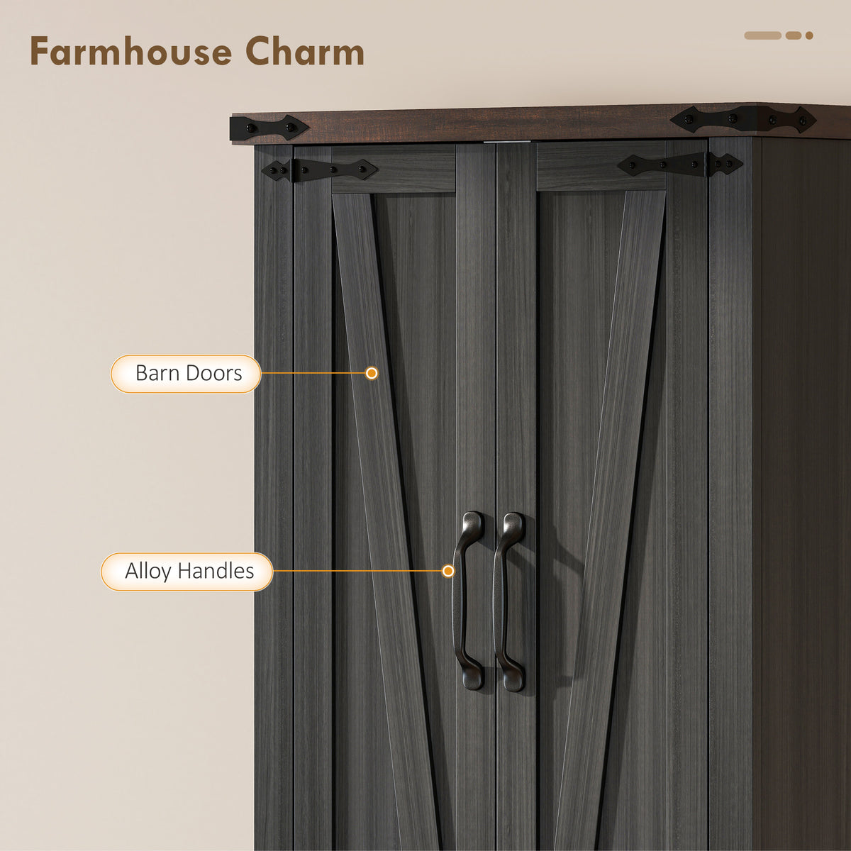 72" Pantry Cabinet, Farmhouse Freestanding Kitchen Storage Cabinet with Adjustable Shelves for Dining Room – view 5
