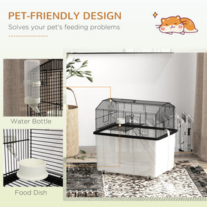 Hamster House Gerbil Habitat for Dwarf Hamster with Wheels, Detachable Bottom - Black
