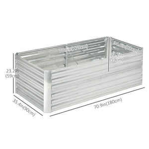Galvanized Raised Garden Bed, Steel Outdoor Planters with Reinforced Rods, 71'' x 35'' x 23'', Silver