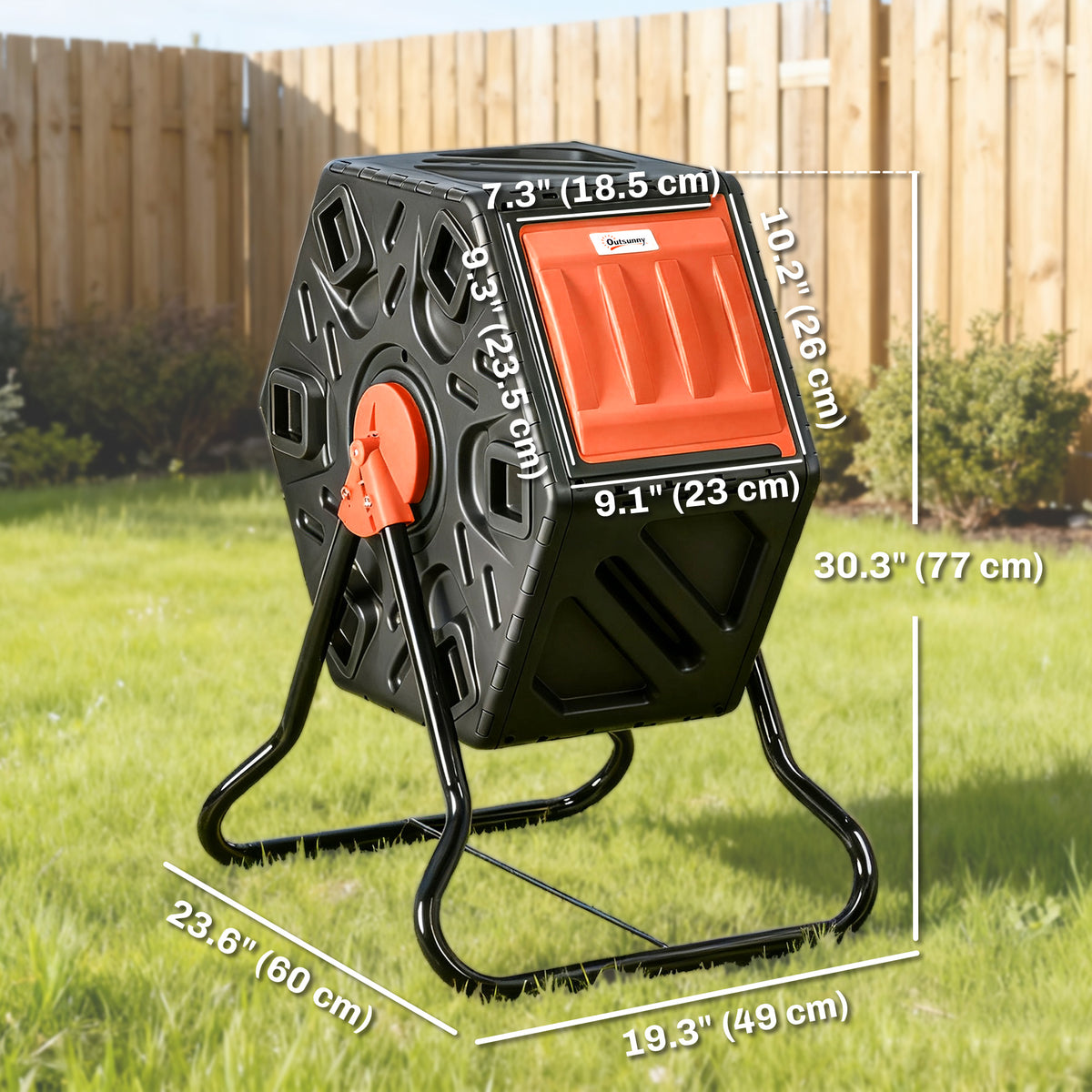 Rotating Composter, Compost Bin with 24 Vents and Steel Legs, 17 Gallon, Green