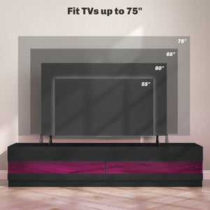 Lighted TV Stand for TVs up to 75", TV Cabinet with Storage for Living Room, High Gloss White – view 12