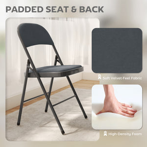 4 Pack Folding Chairs with Padded Seats, Velvet Portable Party Chairs with Steel Frame, Beige – view 11