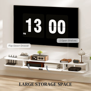47" Floating TV Stand for TVs up to 50 Inch, Wall Mounted Media Console with Flip Drawer and 2 Open – view 32