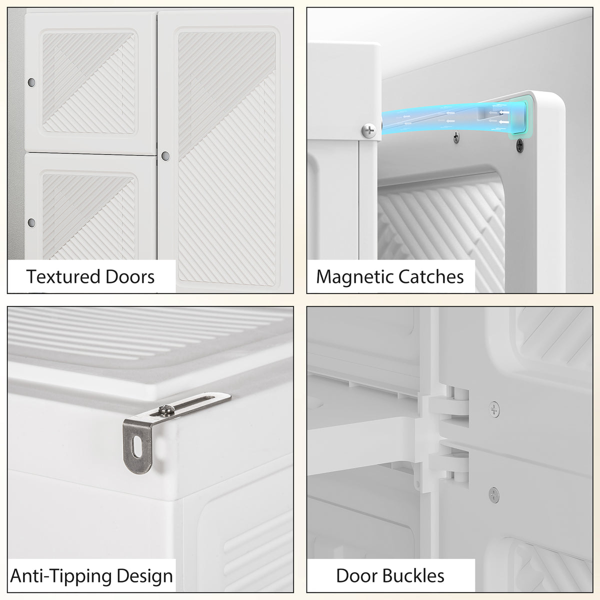 Portable Wardrobe, Foldable Plastic Closet with 8 Compartments, 2 Hanging Rods and Magnetic Clear Doors – view 13