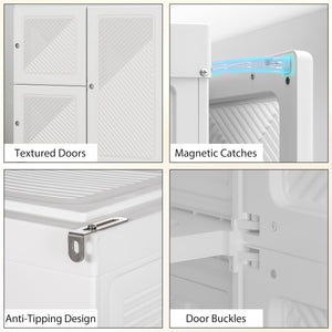 Portable Wardrobe, Foldable Plastic Closet with 8 Compartments, 2 Hanging Rods and Magnetic Clear Doors – view 13