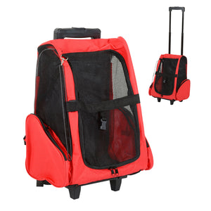2-IN-1 Pet Luggage Box Backpack Carrier Cats Dogs w/ Handle, Rolling Wheel Grey – view 15