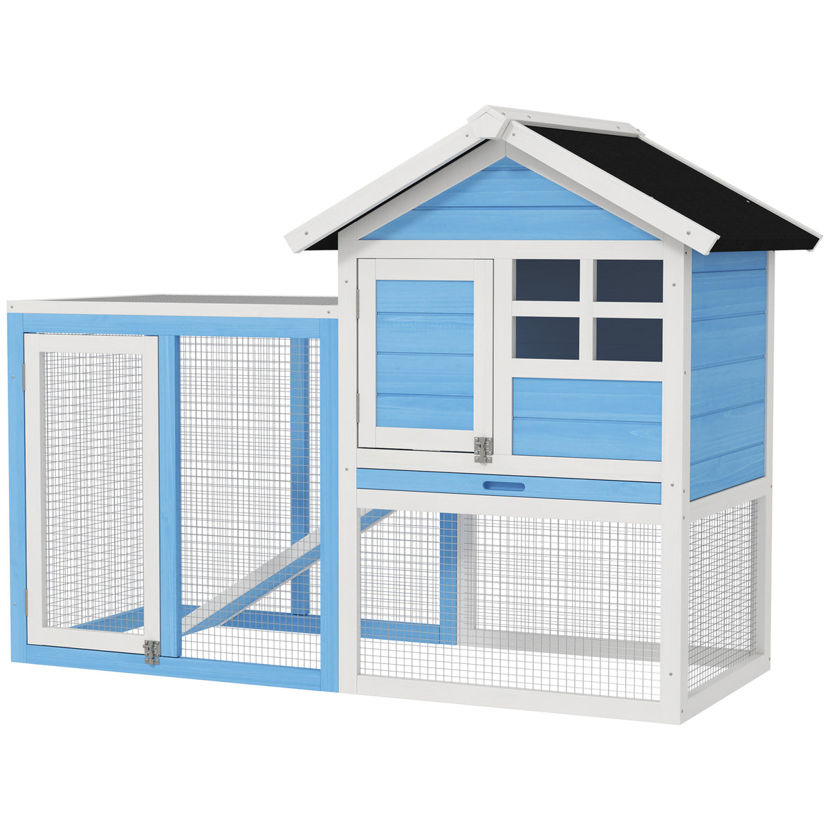 48" Weatherproof Wooden Rabbit Hutch Bunny Cage Small Animal House with Slant Roof And Screened Outdoor – view 3