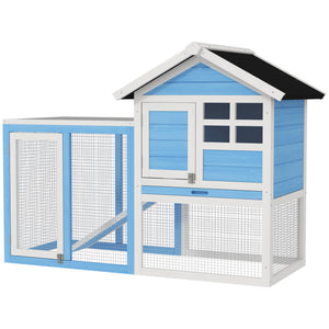 48" Weatherproof Wooden Rabbit Hutch Bunny Cage Small Animal House with Slant Roof And Screened Outdoor – view 3