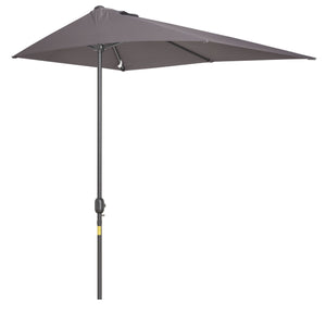 8ft Half Umbrella Outdoor Balcony Parasol Patio Garden Outdoor Window Sun Shade w/ 5 Ribs Beige – view 22