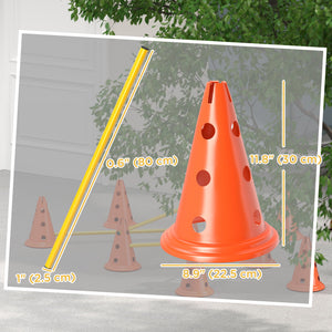 Dog Agility Hurdle Cone Set, Adjustable Obstacle Course Equipment with 8 Cones & 8 Poles, Carry Bag, Orange
