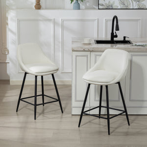 26" Counter Height Barstools Set of 2, Upholstered Swivel Bar Stools with Backrests and Armrests, Dark Grey – view 14