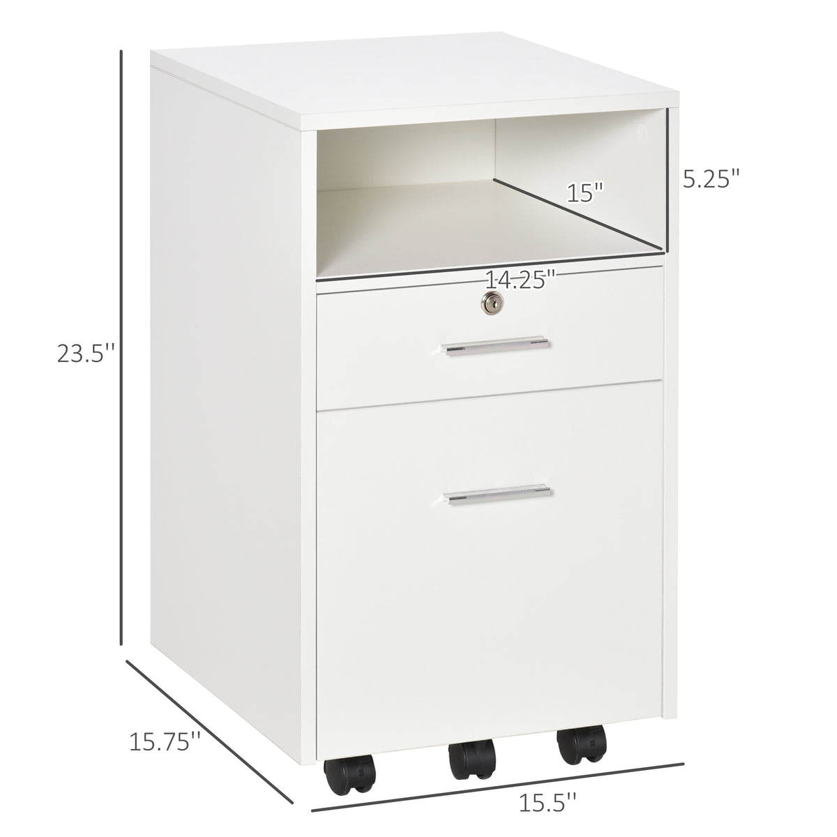 2 Drawer Filing Cabinet with Lock, Vertical File Cabinet with Wheels, Mobile Office Cabinet for A4 – view 5