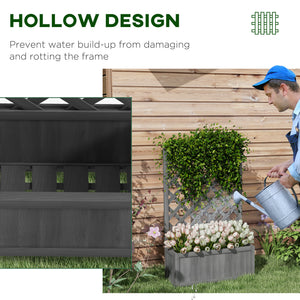 Wood Planter with Trellis for Vine Climbing, Raised Garden Bed to Grow Vegetables for Backyard, 28" x 11" x 46", Grey