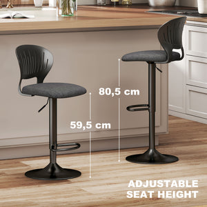 Bar Stools Set of 2, Modern Swivel Counter Height Barstools with Footrest and Hollow Backrest, Black