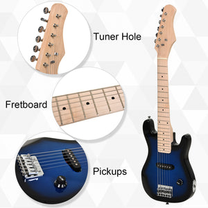 30 Inch Electric Guitar 3/4 Size Beginner Starter Kit with 5W Amplifier, Strap, Strings, Picks, Carrying Case, Blue