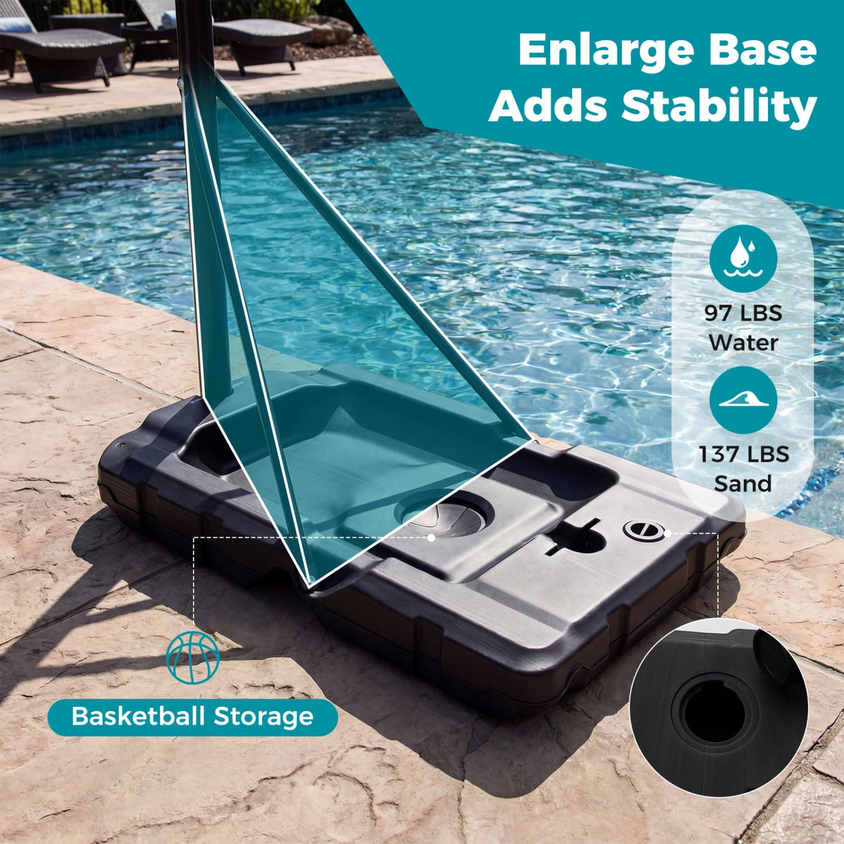 4.1-10 Feet Portable Basketball Hoop 18-Level Adjustable with Heavy Duty Fillable Base view 9