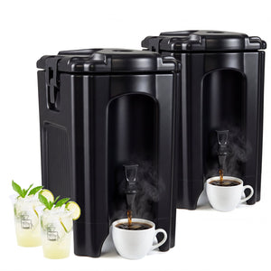 4.4 Gallons Insulated Beverage Dispenser with Ergonomic Handles Set of 2-Black