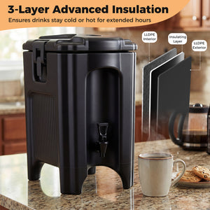 4.4 Gallons Insulated Beverage Dispenser with Ergonomic Handles Set of 2-Black view 4