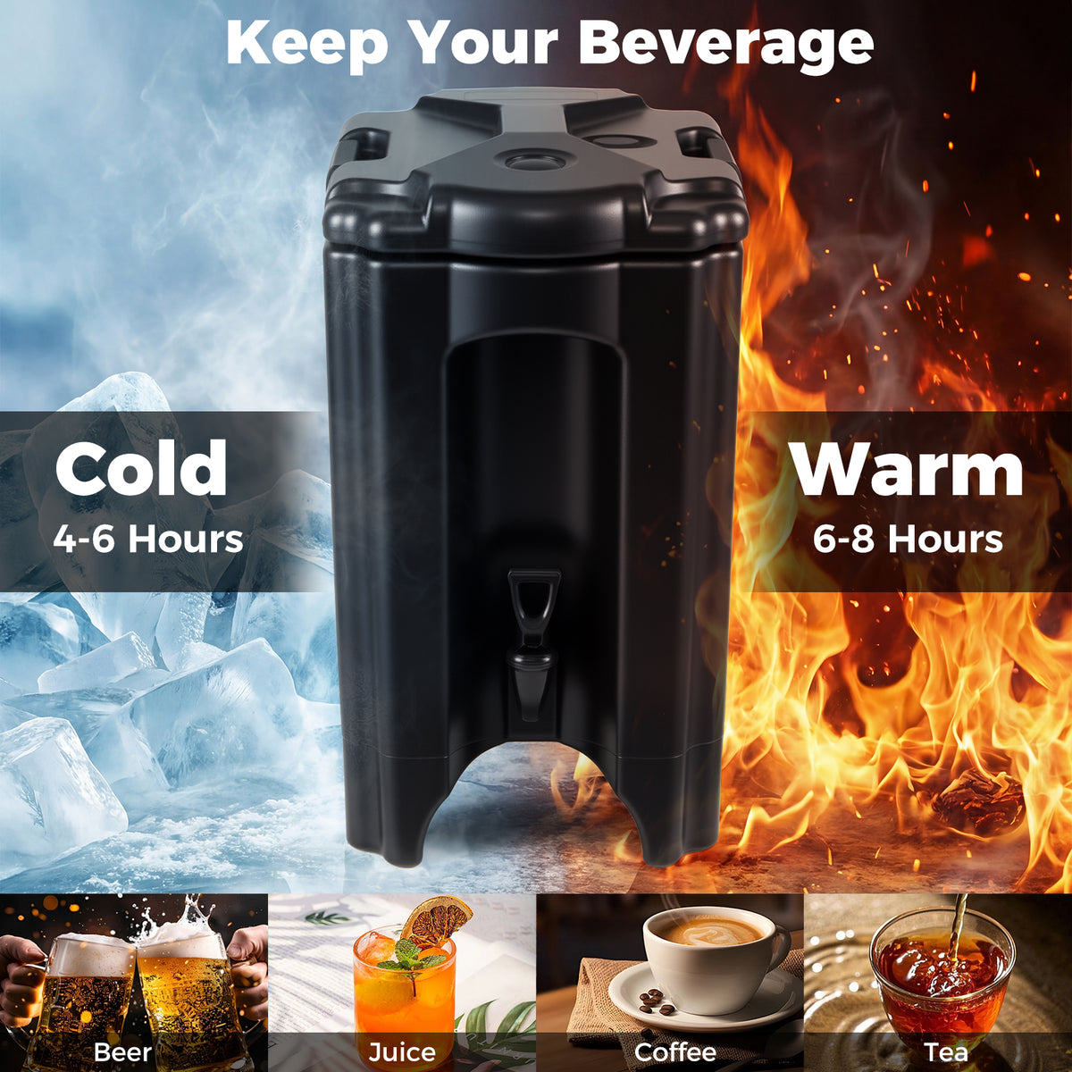 4.4 Gallons Insulated Beverage Dispenser with Ergonomic Handles Set of 2-Black view 5