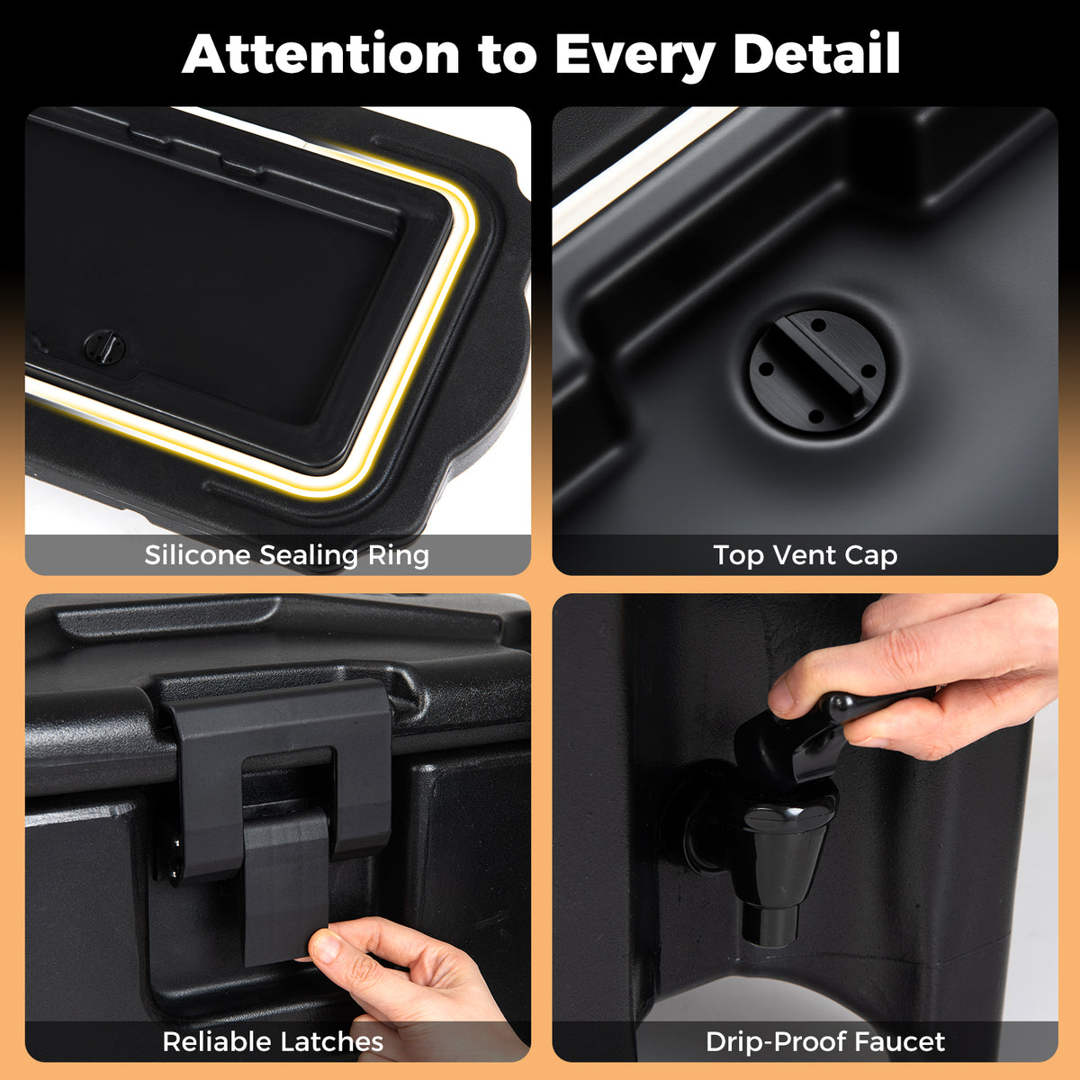4.4 Gallons Insulated Beverage Dispenser with Ergonomic Handles Set of 2-Black view 8