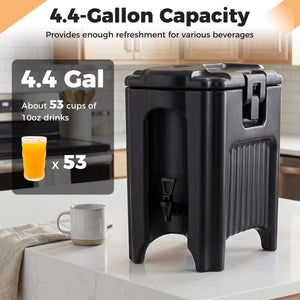4.4 Gallons Insulated Beverage Dispenser with Ergonomic Handles Set of 2-Black view 9