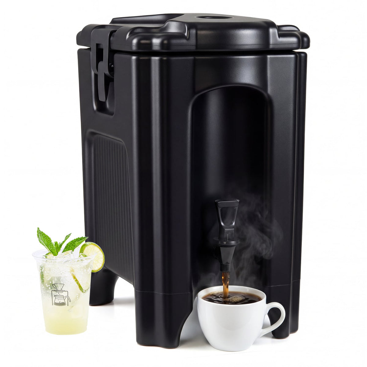 4.4 Gallons Insulated Beverage Dispenser with Handles and Drip-Proof Faucet-Black