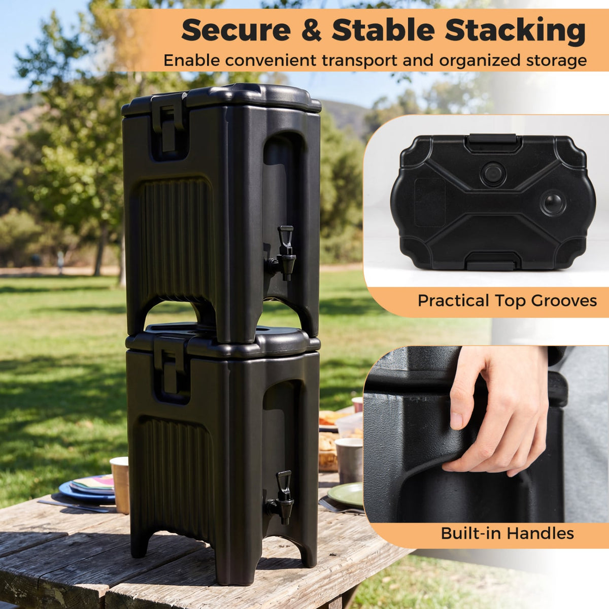 4.4 Gallons Insulated Beverage Dispenser with Handles and Drip-Proof Faucet-Black view 7