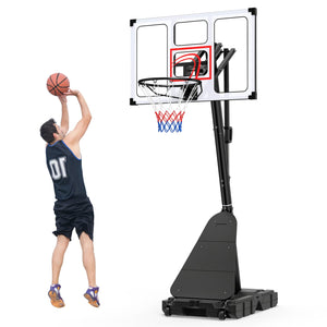 4.9-10 Feet Portable Basketball Hoop 10 Levels Adjustable with Fillable Base and Ball Storage view 4