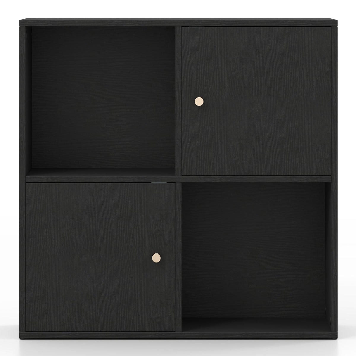 4-Cube Bookcase 3-Tier Bookshelf with Dual Anti-Tipping Kits and 2 Cabinets-Black view 6