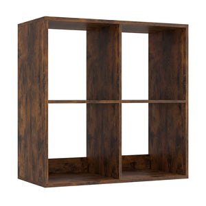 4 Cube Bookshelf with Back Guardrail for Living Room Bedroom-Coffee