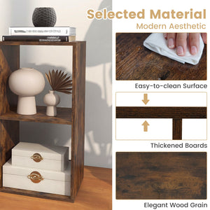 4 Cube Bookshelf with Back Guardrail for Living Room Bedroom-Coffee view 9