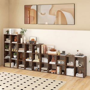 4 Cube Bookshelf with Back Guardrail for Living Room Bedroom-Coffee view 6
