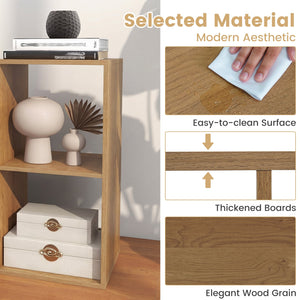 4 Cube Bookshelf with Back Guardrail for Living Room Bedroom-Natural view 9